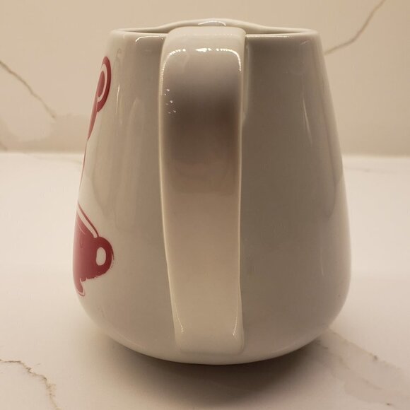 Creamer Jug White with red print of two cups steaming Morris Design - Picture 2 of 6